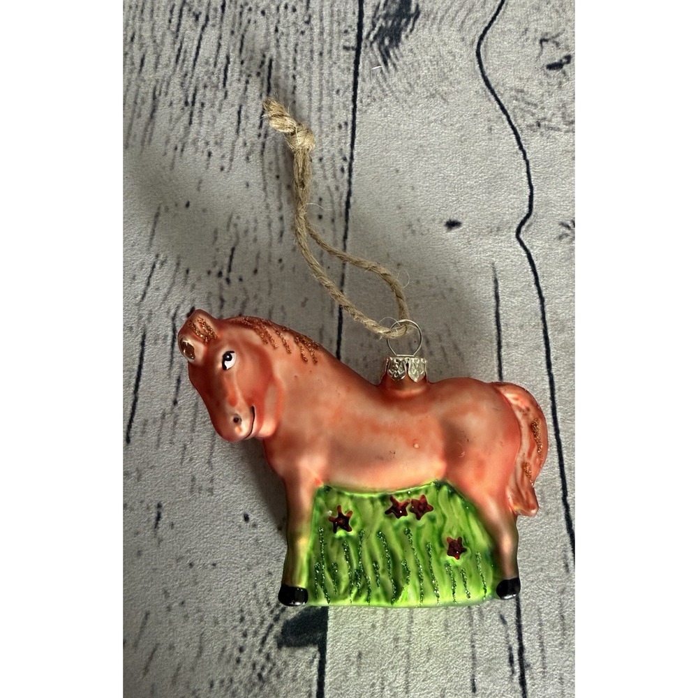 Old World Christmas Blown Glass Ornament for Christmas Tree, Brown Horse